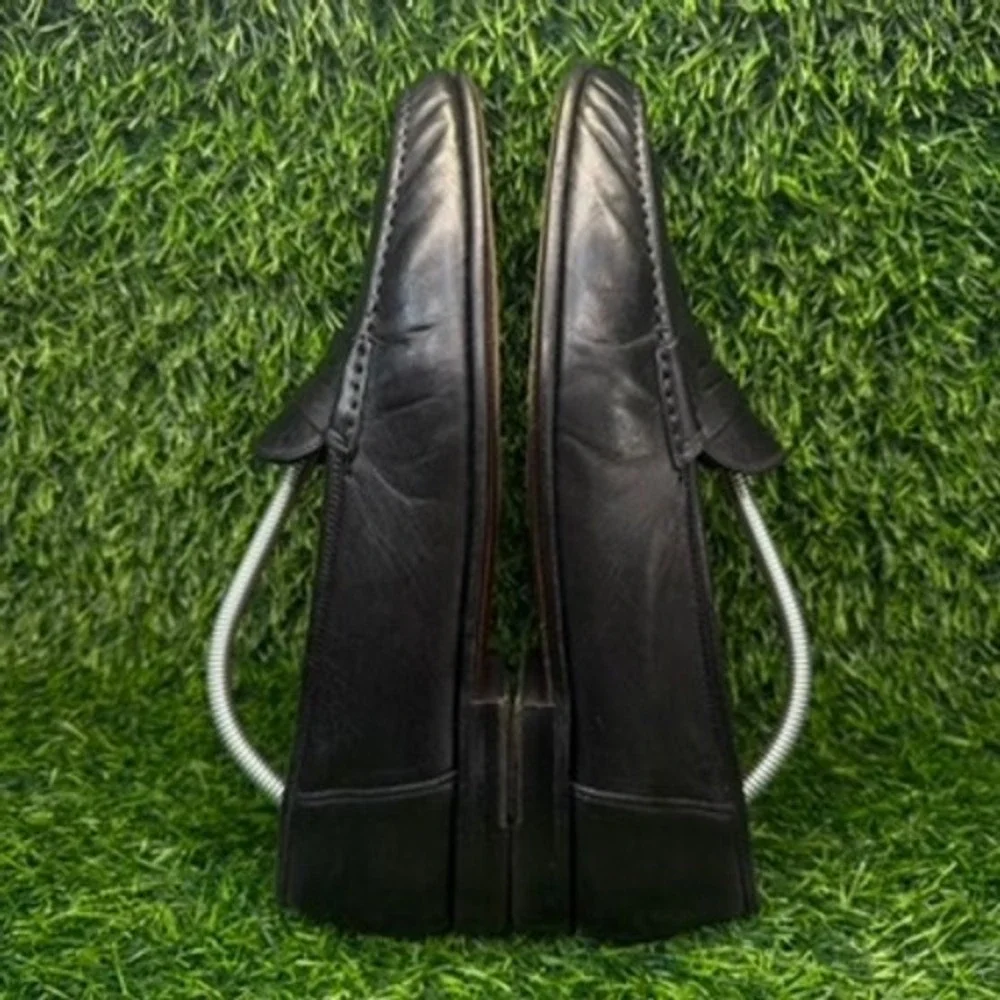 Santoni Penny Loafers Mens Black Leather Slip On 12 B Made in Italy Dress Shoes